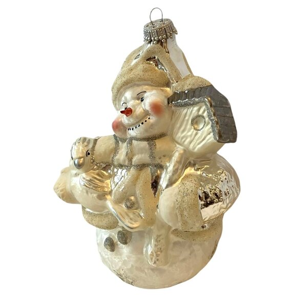 KREBS LAUSCHA Hand Blown GLASS SNOWMAN Christmas Ornament-Made in Germany - Picture 7 of 13